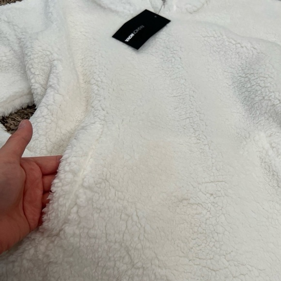 White Faux Fur Sherpa Pullover Hoodie - Picture 8 of 12